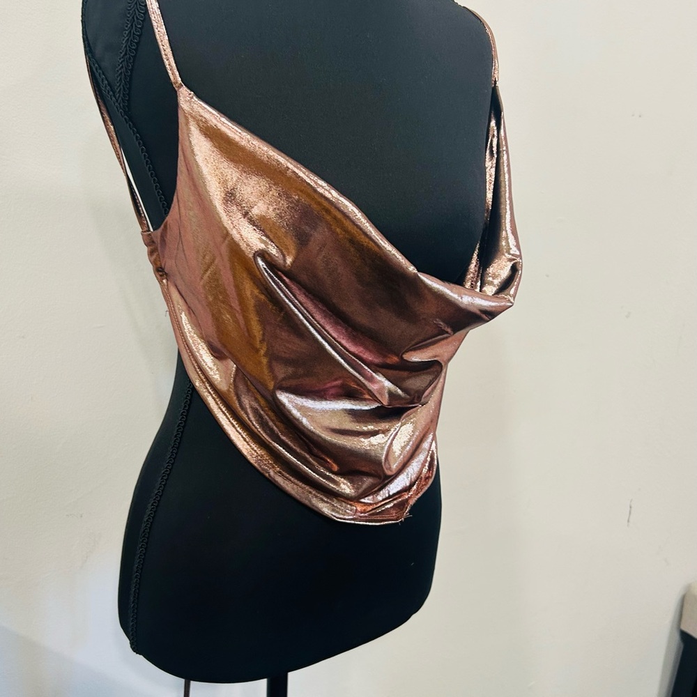 Metallic Copper Drape 2pc skirt set